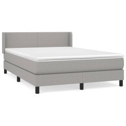 vidaXL Cama box spring con colchón tela gris claro 140x200 cm