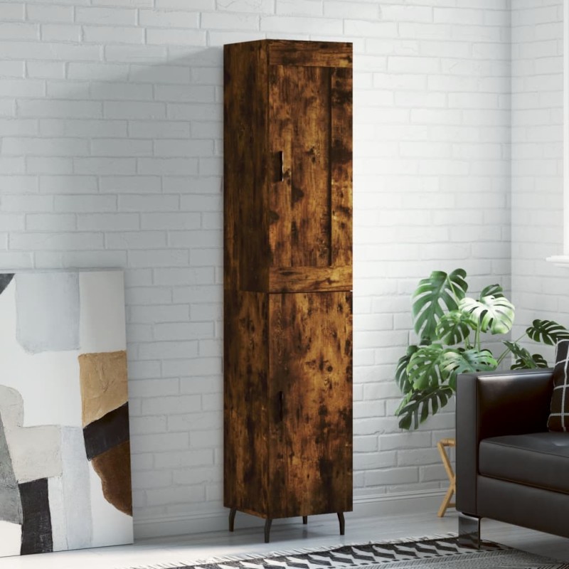 vidaXL Aparador de madera contrachapada roble ahumado 34,5x34x180 cm vidaXL Aparador de madera contrachapada roble ahumado 34,5x34x180 cm