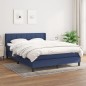 vidaXL Cama box spring con colchón tela azul 140x200 cm vidaXL Cama box spring con colchón tela azul 140x200 cm