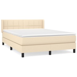 vidaXL Cama box spring con colchón tela color crema 140x190 cm