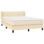 vidaXL Cama box spring con colchón tela color crema 140x190 cm vidaXL Cama box spring con colchón tela color crema 140x190 cm