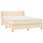 vidaXL Cama box spring con colchón tela color crema 140x190 cm vidaXL Cama box spring con colchón tela color crema 140x190 cm