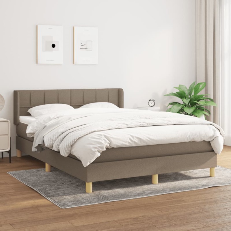 vidaXL Cama box spring con colchón tela gris taupe 140x200 cm vidaXL Cama box spring con colchón tela gris taupe 140x200 cm