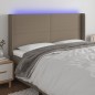 vidaXL Cabecero con LED de tela gris taupe 183x16x118/128 cm