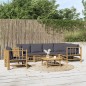 vidaXL Set de muebles de jardín 7 piezas bambú con cojines gris oscuro vidaXL Set de muebles de jardín 7 piezas bambú con cojines gris oscuro