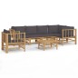 vidaXL Set de muebles de jardín 7 piezas bambú con cojines gris oscuro vidaXL Set de muebles de jardín 7 piezas bambú con cojines gris oscuro