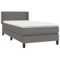 vidaXL Cama box spring con colchón cuero sintético gris 90x190 cm vidaXL Cama box spring con colchón cuero sintético gris 90x190 cm