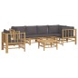 vidaXL Set de muebles de jardín 7 piezas bambú con cojines gris oscuro vidaXL Set de muebles de jardín 7 piezas bambú con cojines gris oscuro