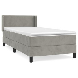 vidaXL Cama box spring con colchón terciopelo gris claro 90x190 cm