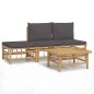 vidaXL Set de muebles de jardín 4 piezas bambú con cojines gris oscuro vidaXL Set de muebles de jardín 4 piezas bambú con cojines gris oscuro