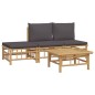 vidaXL Set de muebles de jardín 4 piezas bambú con cojines gris oscuro vidaXL Set de muebles de jardín 4 piezas bambú con cojines gris oscuro