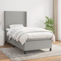 vidaXL Cama box spring con colchón tela gris claro 90x190 cm