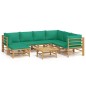vidaXL Set de muebles de jardín 8 piezas bambú con cojines verde vidaXL Set de muebles de jardín 8 piezas bambú con cojines verde