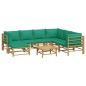 vidaXL Set de muebles de jardín 8 piezas bambú con cojines verde vidaXL Set de muebles de jardín 8 piezas bambú con cojines verde