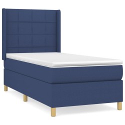vidaXL Cama box spring con colchón tela azul 100x200 cm