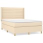 vidaXL Cama box spring con colchón tela color crema 140x200 cm vidaXL Cama box spring con colchón tela color crema 140x200 cm
