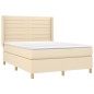 vidaXL Cama box spring con colchón tela color crema 140x200 cm vidaXL Cama box spring con colchón tela color crema 140x200 cm