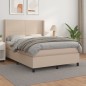 vidaXL Cama box spring con colchón cuero sintético capuchino 140x190cm vidaXL Cama box spring con colchón cuero sintético capuchino 140x190cm