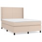 vidaXL Cama box spring con colchón cuero sintético capuchino 140x190cm vidaXL Cama box spring con colchón cuero sintético capuchino 140x190cm