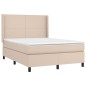 vidaXL Cama box spring con colchón cuero sintético capuchino 140x190cm vidaXL Cama box spring con colchón cuero sintético capuchino 140x190cm