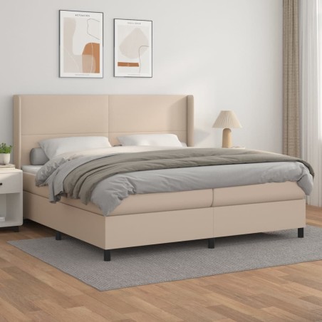 vidaXL Cama box spring con colchón cuero sintético capuchino 200x200cm