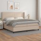 vidaXL Cama box spring con colchón cuero sintético capuchino 200x200cm vidaXL Cama box spring con colchón cuero sintético capuchino 200x200cm
