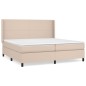 vidaXL Cama box spring con colchón cuero sintético capuchino 200x200cm vidaXL Cama box spring con colchón cuero sintético capuchino 200x200cm