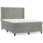 vidaXL Cama box spring con colchón terciopelo gris claro 140x190 cm vidaXL Cama box spring con colchón terciopelo gris claro 140x190 cm