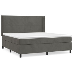 vidaXL Cama box spring con colchón terciopelo gris oscuro 180x200 cm