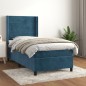 vidaXL Cama box spring con colchón terciopelo azul oscuro 90x200 cm vidaXL Cama box spring con colchón terciopelo azul oscuro 90x200 cm