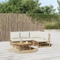 vidaXL Set de muebles de jardín 5 piezas bambú y cojines blanco crema vidaXL Set de muebles de jardín 5 piezas bambú y cojines blanco crema