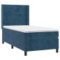vidaXL Cama box spring con colchón terciopelo azul oscuro 90x200 cm vidaXL Cama box spring con colchón terciopelo azul oscuro 90x200 cm