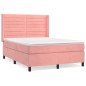 vidaXL Cama box spring con colchón terciopelo rosa 140x190 cm vidaXL Cama box spring con colchón terciopelo rosa 140x190 cm