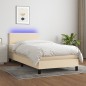 vidaXL Cama box spring con colchón y LED tela crema 90x190 cm vidaXL Cama box spring con colchón y LED tela crema 90x190 cm
