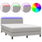 vidaXL Cama box spring con colchón tela y LED gris claro 140x200 cm vidaXL Cama box spring con colchón tela y LED gris claro 140x200 cm