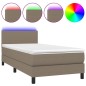 vidaXL Cama box spring con colchón LED tela gris taupe 90x200 cm vidaXL Cama box spring con colchón LED tela gris taupe 90x200 cm