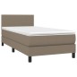 vidaXL Cama box spring con colchón LED tela gris taupe 90x200 cm vidaXL Cama box spring con colchón LED tela gris taupe 90x200 cm