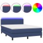 vidaXL Cama box spring con colchón y LED tela azul 140x190 cm vidaXL Cama box spring con colchón y LED tela azul 140x190 cm
