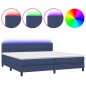 vidaXL Cama box spring colchón y luces LED tela azul 200x200 cm vidaXL Cama box spring colchón y luces LED tela azul 200x200 cm