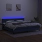 vidaXL Cama box spring colchón y luces LED tela azul 200x200 cm vidaXL Cama box spring colchón y luces LED tela azul 200x200 cm