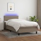vidaXL Cama box spring colchón y luces LED tela gris taupe 90x190 cm vidaXL Cama box spring colchón y luces LED tela gris taupe 90x190 cm