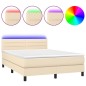 vidaXL Cama box spring colchón y luces LED tela crema 140x190 cm vidaXL Cama box spring colchón y luces LED tela crema 140x190 cm