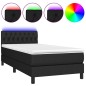 vidaXL Cama box spring colchón y luces LED tela negro 90x190 cm vidaXL Cama box spring colchón y luces LED tela negro 90x190 cm