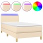 vidaXL Cama box spring colchón y luces LED tela crema 90x200 cm vidaXL Cama box spring colchón y luces LED tela crema 90x200 cm