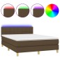 vidaXL Cama box spring colchón luces LED tela marrón oscuro 140x190 cm vidaXL Cama box spring colchón luces LED tela marrón oscuro 140x190 cm