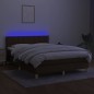 vidaXL Cama box spring colchón luces LED tela marrón oscuro 140x190 cm vidaXL Cama box spring colchón luces LED tela marrón oscuro 140x190 cm