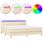 vidaXL Cama box spring con colchón y LED tela crema 200x200 cm vidaXL Cama box spring con colchón y LED tela crema 200x200 cm