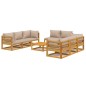 vidaXL Set muebles de jardín 9 pzas madera maciza y cojines gris taupé vidaXL Set muebles de jardín 9 pzas madera maciza y cojines gris taupé