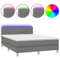 vidaXL Cama box spring colchón y luces LED tela gris oscuro 140x190 cm vidaXL Cama box spring colchón y luces LED tela gris oscuro 140x190 cm
