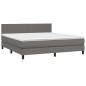 vidaXL Cama box spring colchón y LED cuero sintético gris 160x200 cm vidaXL Cama box spring colchón y LED cuero sintético gris 160x200 cm